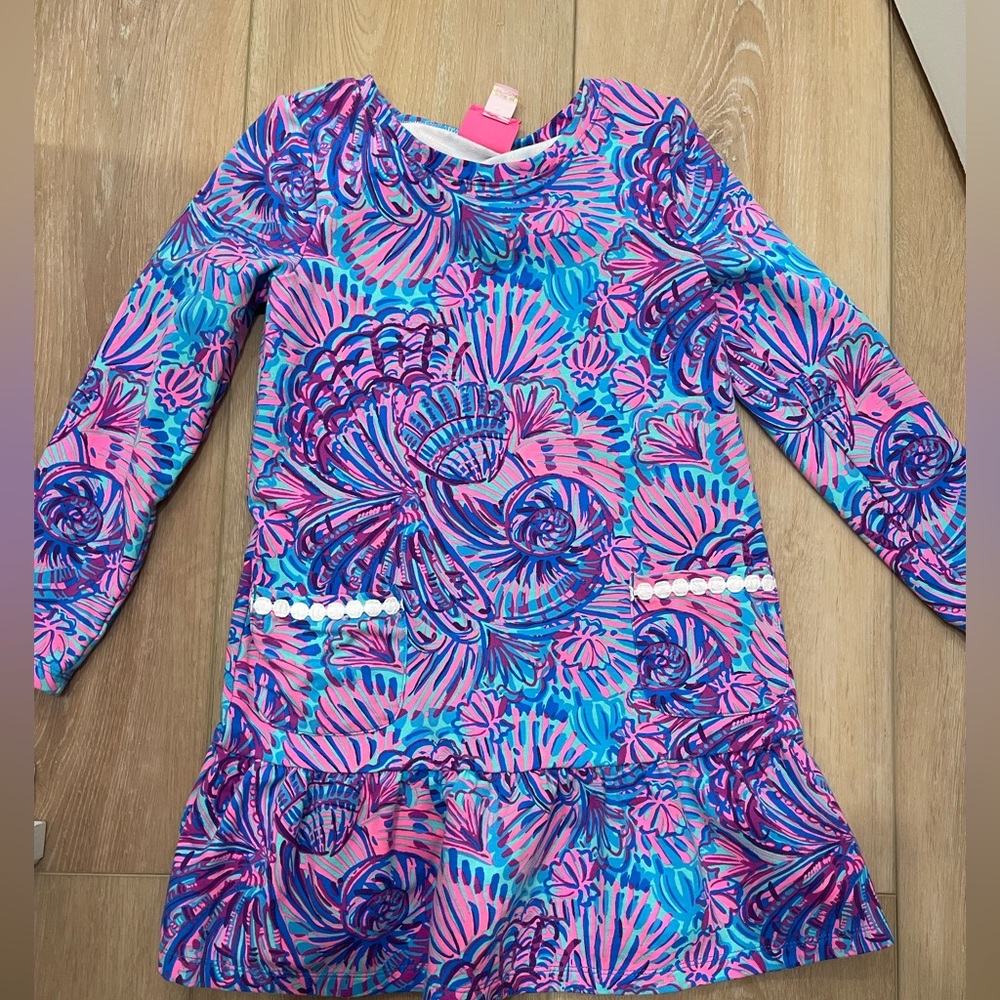 Lilly Pulitzer Pink and Blue Swim Coverup with Vibrant Tropical Design